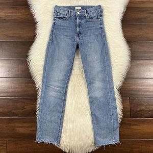 Mother Size 26 Blowing Kisses The Mid Rise Dazzler Crop Fray Denim Jeans